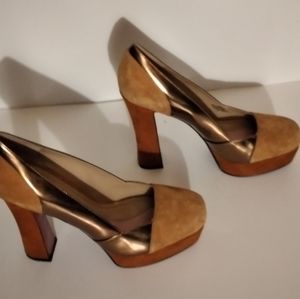 BRAND NEW paris hilton chunky platforms in suede and leather size 8